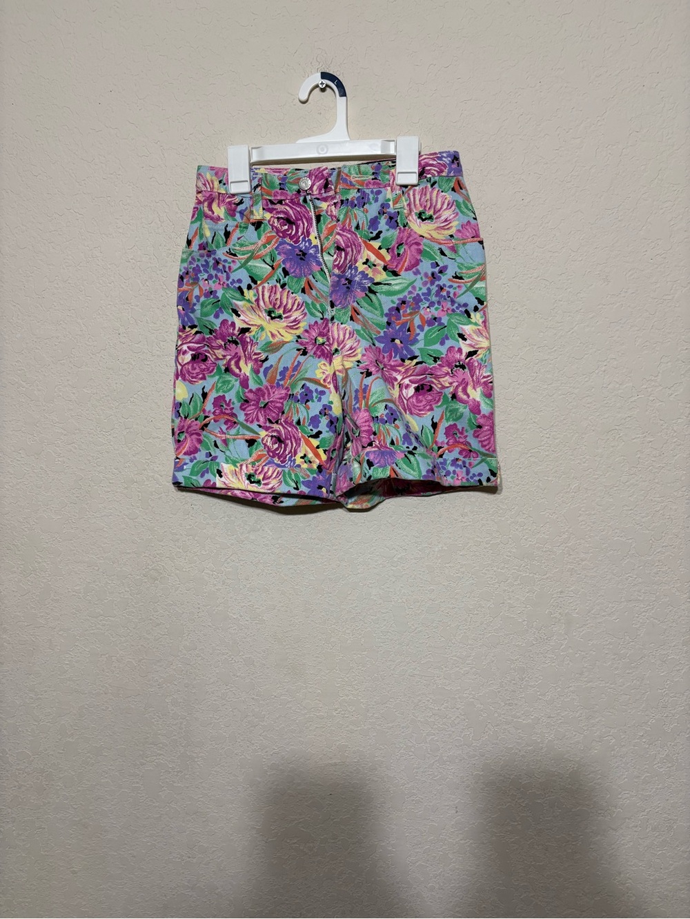 Not Guilty Girls Vintage 90’s Floral High-Rise Jean Shorts in Pink & Green